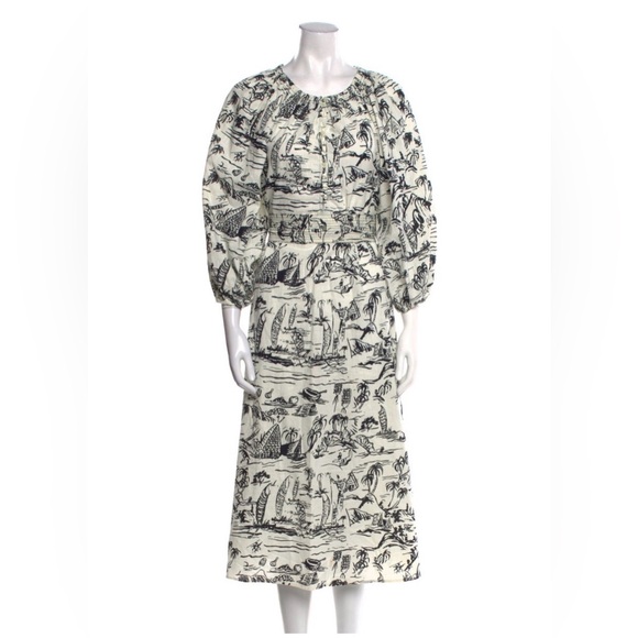 THE GREAT. Dresses & Skirts - THE GREAT. Black and Cream Scenic Print Dress
